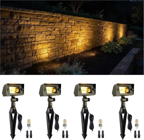 Vista 42 de Gardenreet Luz de Inundación de Latón Sólido - Iluminación de Lavado de Pared LED de Bajo Voltaje para Paisaje 12V, Impermeable IP65 para Exterior