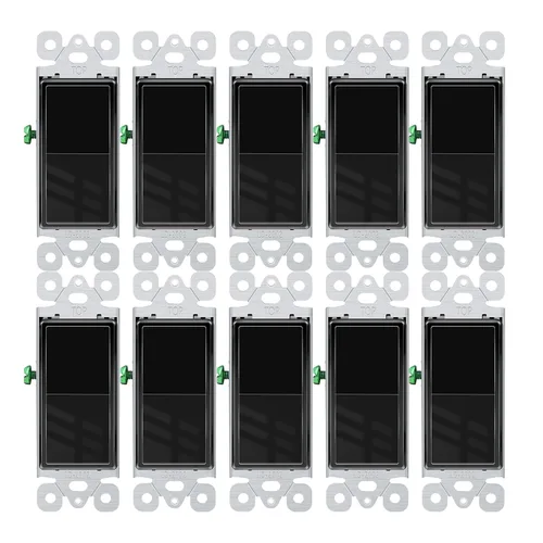 Vista 15 de Greencycle Interruptor de luz basculante negro de un solo polo, interruptor de luz de paleta de 15 amperios, interruptores Sp blancos, 120V-277V CA