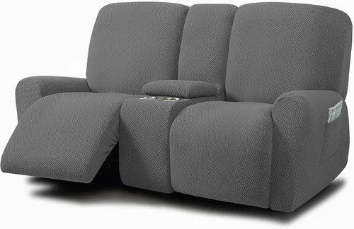 Vista 21 de ULTICOR Fundas jacquard para sofá reclinable de 8 piezas, fundas elásticas para sofá reclinable de 3 cojines, gruesas, suaves y lavables (estilo 3)