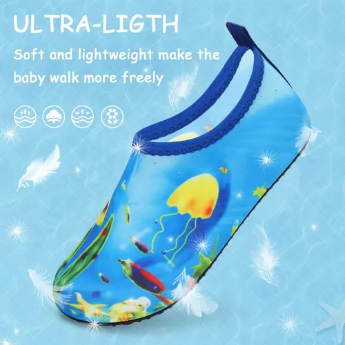 Vista 3 de ANLUKE Zapatos de agua para niños y niñas, calcetines acuáticos descalzos, de secado rápido, para playa, natación, deportes al aire libre, zapatos