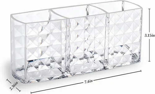 Vista 2 de MOSIKER Soporte para brochas de maquillaje para tocador, acrílico transparente, pequeño, compacto, delineador de labios, delineador de labios