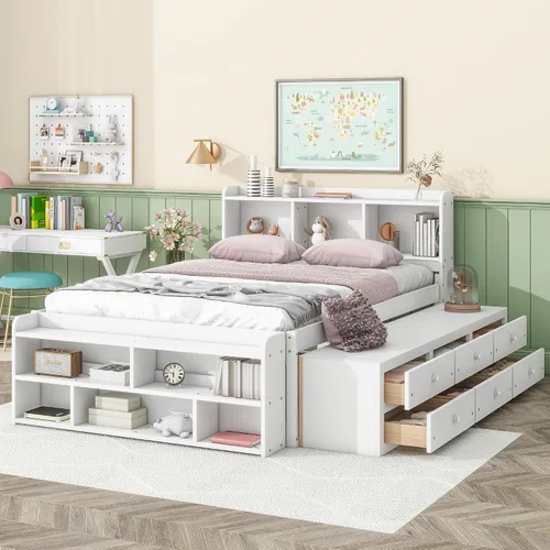 Vista 27 de HomSof Cama individual con 2 cajones, madera maciza, no necesita somier, gris