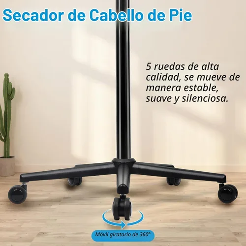 Vista 7 de Secador de pelo con capucha, secador de pelo de pie de 1500 W con ajustes de tiempo, controles táctiles y 3 modos de temperatura, secadora iónica