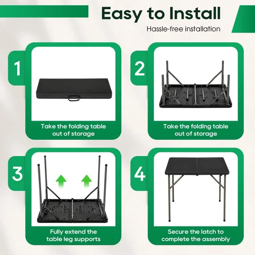 Vista 7 de BestOffice Mesa de tarjetas plegable negra cuadrada de 34 pulgadas