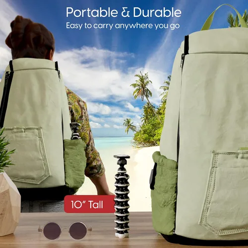 Vista 6 de TALK WORKS Trípode flexible para iPhone, Android, cámara, patas flexibles, soporte ajustable con mini control remoto inalámbrico para selfies