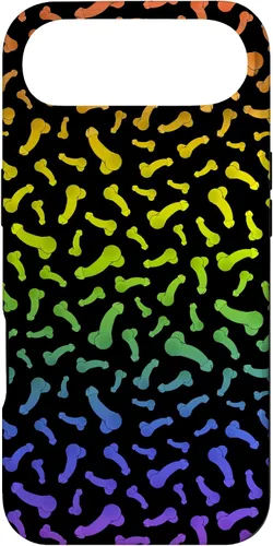 Vista 27 de Funda negra con diseño de pene o polla arcoíris para iPhone 17