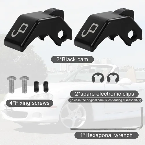 Vista 7 de Kit de reconstrucción de pestillo superior convertible para Mazda Miata Billet Aluminio (NEGRO)