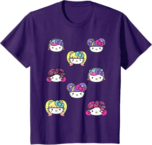 Vista 26 de hello kitty Kawaii Multi peinado Tee, Azul (Heather blue)