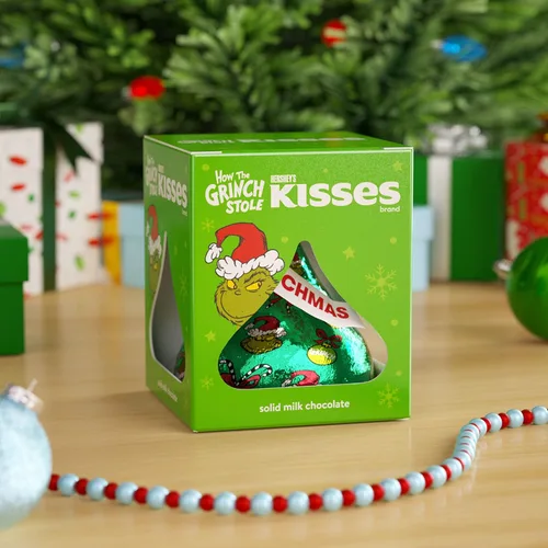 Vista 5 de HERSHEY'S KISSES - Caramelos Grinch de chocolate con leche, cajas de regalo de 1.45 onzas (6 unidades)