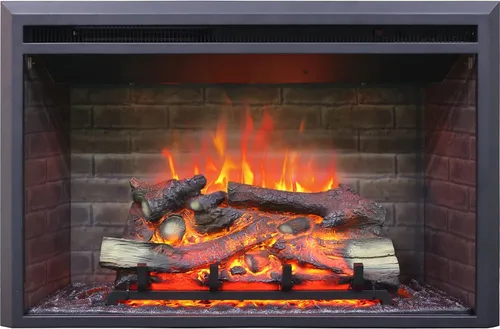 Vista 14 de RICHFLAME Gavin 23 Pulgadas Chimenea Eléctrica de Inserción con Tronco y Altavoz, Diseñada para Montaje en Pared, Apertura para Quema de Madera
