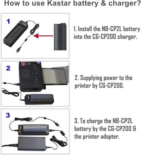 Vista 5 de Kastar Batería x4 + cargador BG-CP200 para Canon NB-CP1L NB-CP2L y impresora fotográfica compacta SELPHY CP100 CP200 CP220 CP300 CP330 CP400 CP510