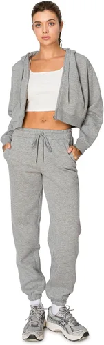 Vista 18 de Cali1850 Pantalón deportivo Cloud Nine Fleece para mujer, cintura alta, ajuste holgado, dos bolsillos, cintura elástica con cordón