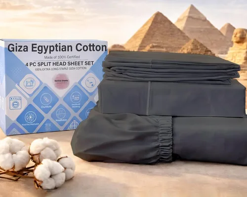 Vista 19 de MyGiza Sheets, Juego de sábanas 100% de algodón egipcio Giza, tamaño individual, para adaptarse a colchones de hasta 15 pulgadas de profundidad