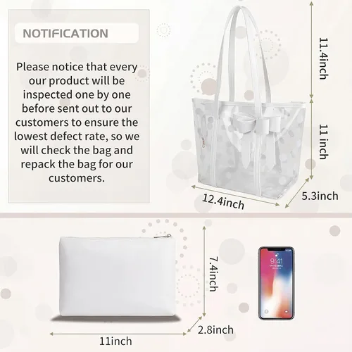 Vista 3 de Bolso de mano transparente impermeable de PVC para mujer, bolso de hombro, bolsa de playa, bolsa de trabajo de compras