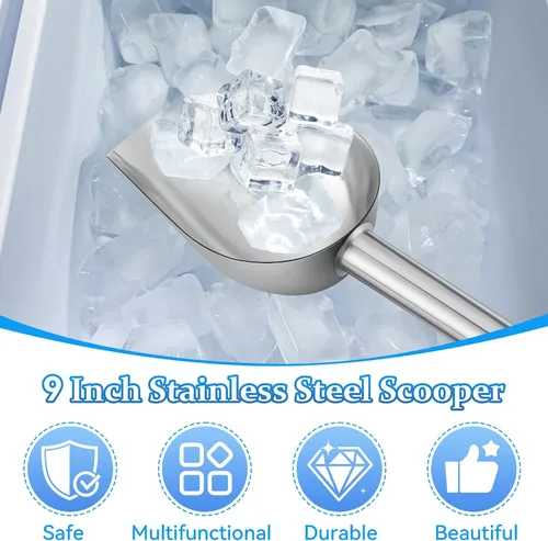 Vista 7 de Cuchara de hielo con soporte magnético compatible con máquinas de hielo GE Opal 2.0, cuchara de aleación de acero inoxidable de bajo carbono de 9