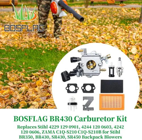 Vista 2 de Carburador C1Q-S210 con filtro de aire que reemplaza a Zama C1Q-S210B, C1Q-S209C, 4229 129 0901, 4244 120 0603, 4244 120 0606 para Stihl BR350