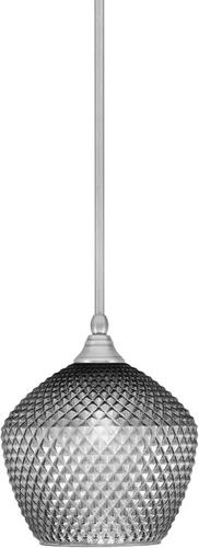 Vista 67 de Toltec Lighting Tallo Colgado Mini colgante, acabado de cobre negro, 3.5" cuadrado humo burbuja vidrio