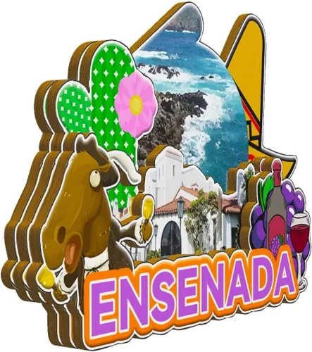 Vista 2 de Ensenada México - Imán de madera para nevera 3D, monumentos de viaje, coleccionables, recuerdos, decoración hecha a mano -2053