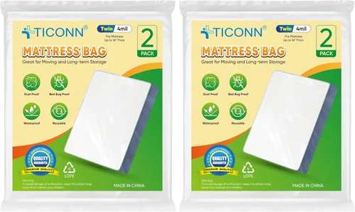 Vista 14 de TICONN 1 bolsa de colchón de plástico para almacenamiento de mudanzas, funda protectora de colchón impermeable, suministros de mudanza de colchones