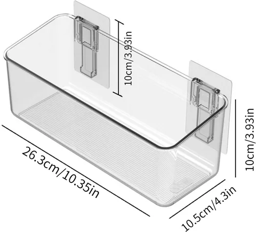 Vista 4 de Organizador de almacenamiento adhesivo para montar en la pared, paquete de 2 unidades para almacenamiento de juguetes de baño, cocina, baño