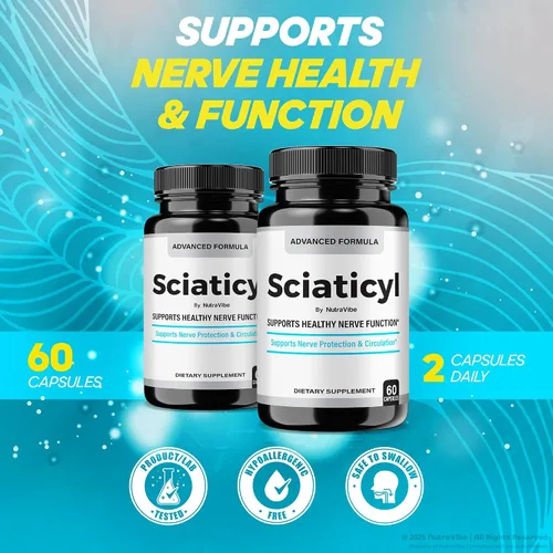Vista 3 de (2 unidades) Sciaticyl - Soporte nervioso premium con ingredientes naturales para comodidad nerviosa, señalización y equilibrio Fórmula de apoyo