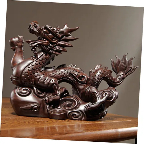 Vista 6 de Yardwe Figura de paisaje de año nuevo, decoración de mascota china, estatua de riqueza de Feng Shui, estatua de dragón 2024, estatua de dragón