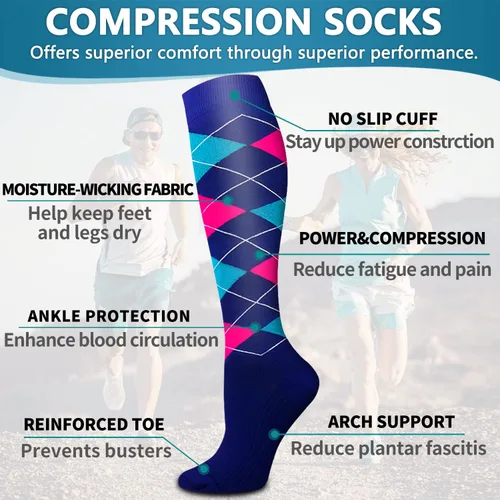 Vista 97 de 6 Pack Copper Compression Socks for Women and Men Circulation-Best Support for Medical, Running,Nursing,Athletic