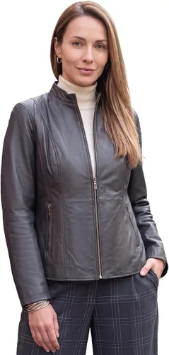 Vista 12 de Jessica London Chaqueta de cuero con cremallera frontal Negro