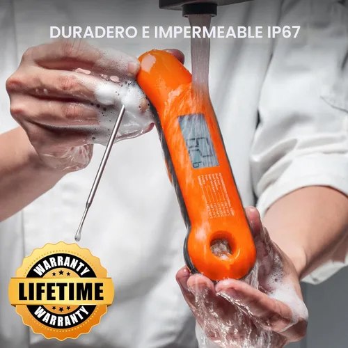 Vista 3 de Termómetro profesional para carne digital, lectura instantánea ultrarrápida de 0.5 seg, precisión certificada por NIST ±0.5°F, impermeable IP67