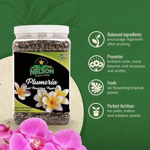 Vista 3 de Nelson NutriStar - Fertilizante granular para plumeria y todas las flores tropicales, helechos, orquídeas, lirios en maceta, en el suelo