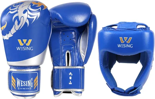 Vista 4 de WESING - Juego de guantes de artes marciales, juego de guantes de boxeo de 10 onzas para hombres y mujeres, entrenamiento de kickboxing
