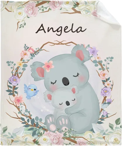Vista 15 de Manta de franela personalizada con nombre de elefante bebé para niñas y niños, regalo divertido y significativo para todas las estaciones