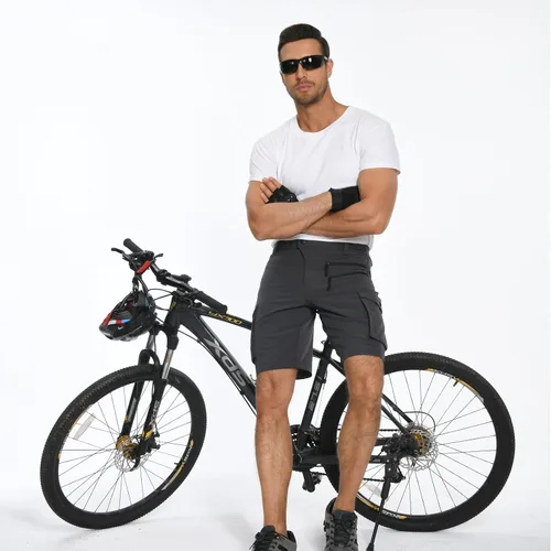 Vista 3 de Hiauspor Pantalones cortos de ciclismo de montaña para hombre, elásticos, de secado rápido, para senderismo, trabajo, golf, pesca, táctico