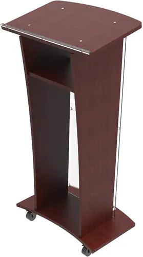 Vista 6 de FixtureDisplays® Podio de madera con panel frontal acrílico escarchado, atril de púlpito de 46 pulgadas de alto, fácil montaje requiere 1803-5-APLE