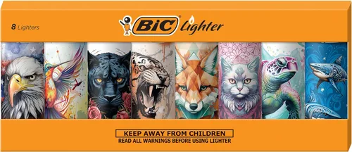 Vista 9 de BIC Maxi - Encendedores de bolsillo, serie caprichosa, paquete de 8 Relleno de calcetines de Navidad, iluminación de velas navideñas, diseños