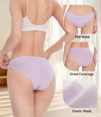 Vista 6 de BAMBOO COOL Ropa interior de bikini para mujer, bragas hipster, suaves, elásticas, transpirables, paquete de 5