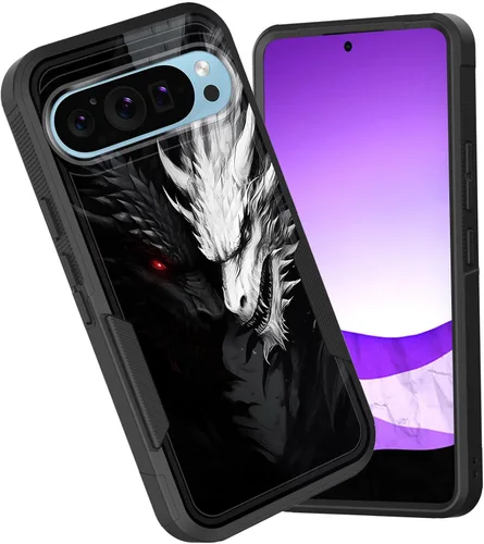 Vista 77 de Funda para Pixel 6A, funda híbrida de doble capa resistente a prueba de golpes de policarbonato duro de silicona suave TPU para Google Pixel 6A