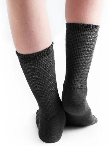 Vista 4 de Doc Ortho Calcetines de algodón para diabéticos de ajuste holgado para hombres y mujeres, 3 pares, cuello redondo