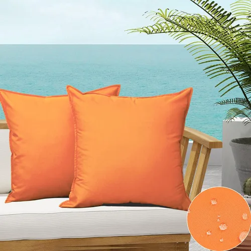 Vista 19 de 4 fundas de almohada impermeables de color azul claro para exteriores, fundas de almohada cuadradas modernas para patio, banco, muebles de patio 4