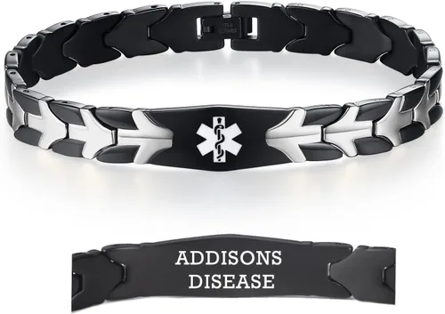 Vista 35 de LinnaLove Pulseras de alerta médica de pez volador para hombres y mujeres, pulseras médicas de acero inoxidable con grabado gratis, 8.5 pulgadas