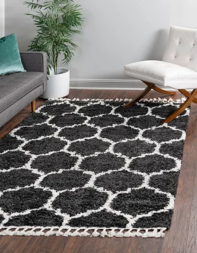 Vista 18 de Unique Loom Hygge Shag Collection - Alfombra de área enrejado (2 pies 2 pulgadas x 3 pies, rectangular, marfil / gris)