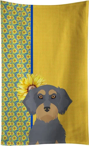 Vista 72 de Caroline's Treasures WDK5313KTWL - Toalla de cocina con diseño de girasoles de verano, color negro y tostado, Airedale Terrier, toalla de mano