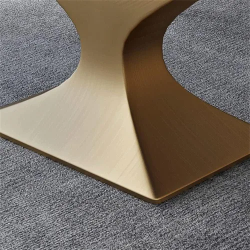 Vista 7 de LAKIQ Mesa de comedor rectangular moderna de estilo lujoso, mesa de cocina de piedra sinterizada, mesa de pizarra con pedestal de bronce para Negro