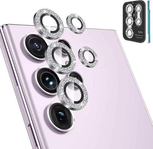 Vista 27 de Tensea Protector de lente de cámara Samsung Galaxy S22 Ultra, protector de pantalla de vidrio templado 9H, anillo individual de metal para S22 Ultra