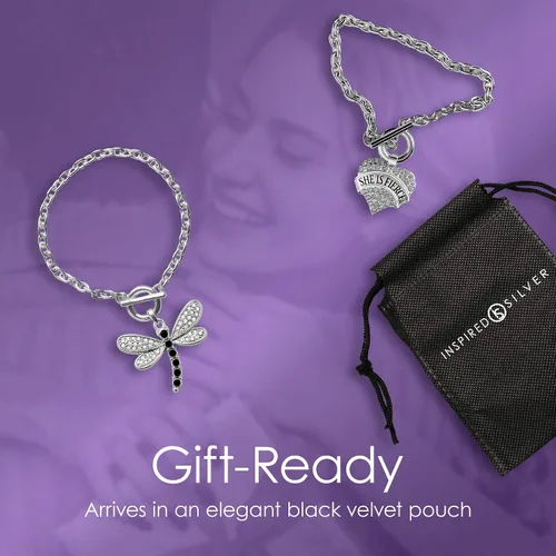 Vista 6 de Inspired Silver - Pulsera de oro con dije de corazón pavé con joyas de circonita cúbica