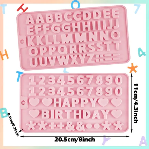 Vista 2 de Patelai 4 moldes de letras de chocolate, de silicona, para San Valentín, alfabeto, número, pastel, pastel, bandeja de decoración de dulces
