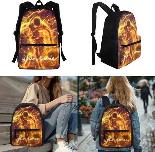 Vista 259 de FOR U DESIGNS Fuego baloncesto impreso niños escuela mochilas viaje mochila libro bolsa