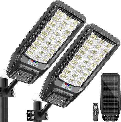 Vista 12 de Luz solar de calle de 7000 W, luces solares comerciales impermeables al aire libre, 200 luces LED de alto brillo, luces solares de estacionamiento
