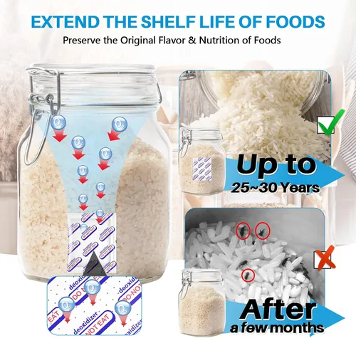 Vista 3 de Absorbentes de oxígeno para almacenamiento de alimentos, 300 cc (1 paquete de 1 paquete sellado al vacío individualmente, 100 paquetes totales)