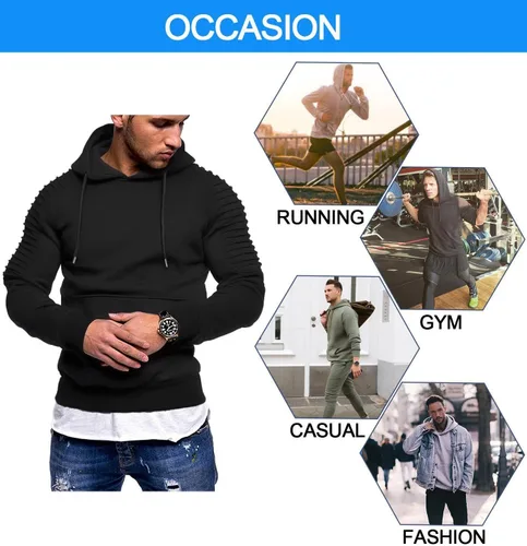 Vista 5 de COOFANDY Sudadera con capucha de entrenamiento para hombre, ligera, atlética, moderna, con bolsillo